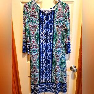 London Times Dress-Paisley Blue